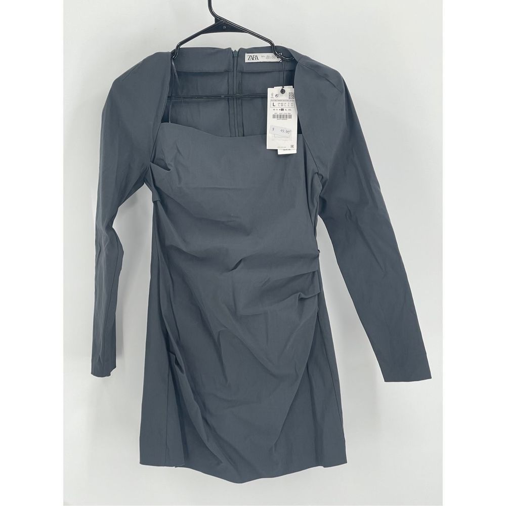 Zara Dress Long Sleeve Womens Large Gray Long Sleeve Mini‎ New